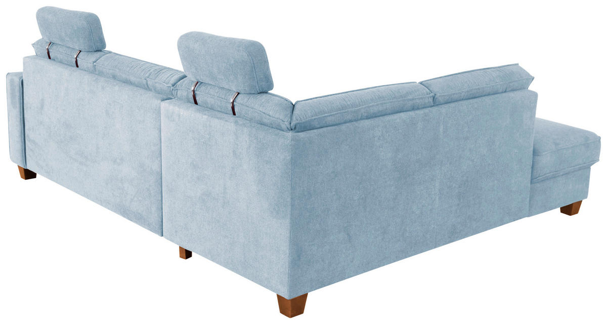 ECKSOFA Flachgewebe Hellblau  - Eichefarben/Hellblau, Konventionell, Holz/Textil (213/236cm) - Sit & More
