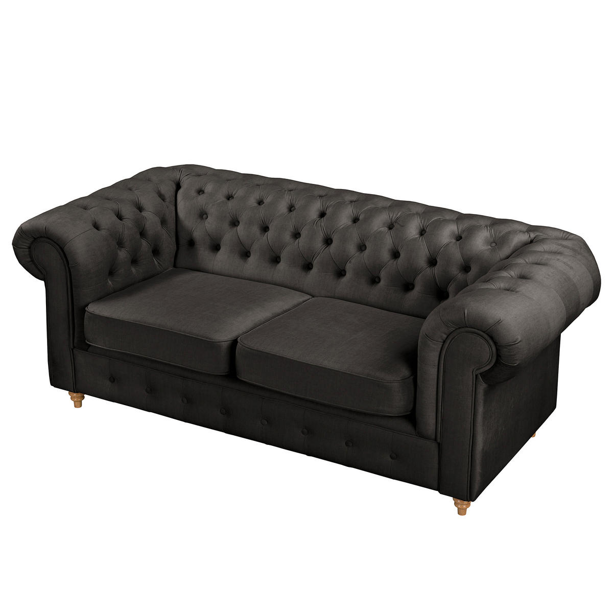 2-SITZER-SOFA Laura in Mikrofaser Anthrazit  - Anthrazit/Braun, Design, Holz/Textil (190/75/91cm) - P & B