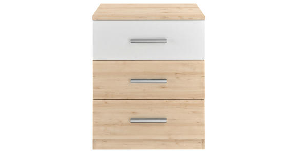 NACHTKÄSTCHEN in Weiß, Buchefarben - Buchefarben/Alufarben, KONVENTIONELL, Holzwerkstoff/Kunststoff (46/56/41cm) - Carryhome