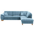 ECKSOFA in Mikrofaser Hellblau  286/236 cm  - Wildeiche/Beige, Natur, Holz/Textil (286/236cm) - Voleo