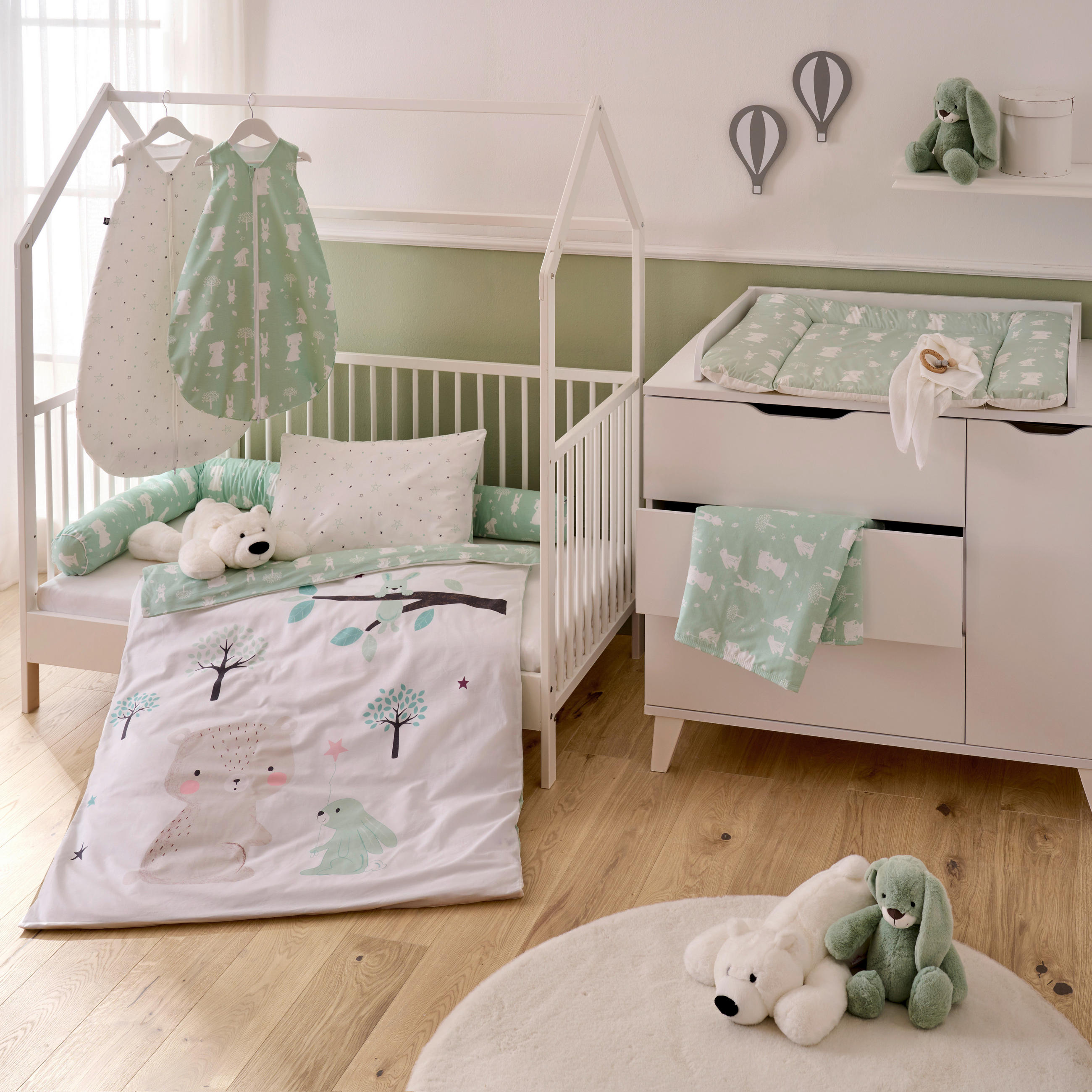 STILLKISSEN 190 cm Picture Garden   - Weiß/Mintgrün, Basics, Textil (190cm) - Avelia