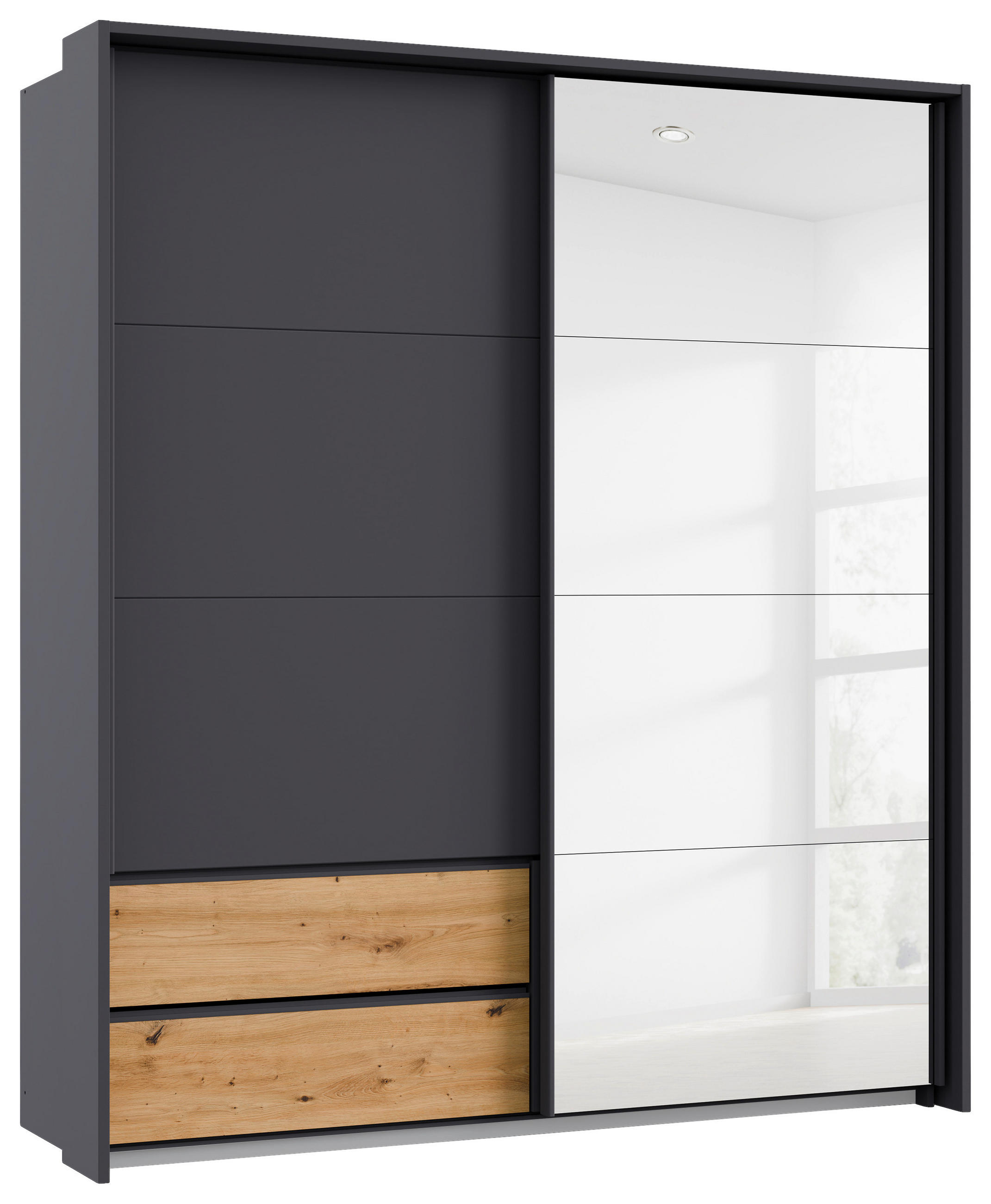 XXXLutz Schwebetürenschrank Grau, Eiche Artisan 181x210x62 cm