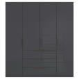 DREHTÜRENSCHRANK 201/223/61 cm,  in Graphitfarben, 4-türig  - Graphitfarben, Basics, Glas/Holzwerkstoff (201/223/61cm) - Novel