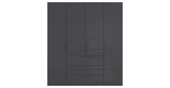 DREHTÜRENSCHRANK 201/223/61 cm,  in Graphitfarben, 4-türig  - Graphitfarben, Basics, Glas/Holzwerkstoff (201/223/61cm) - Novel