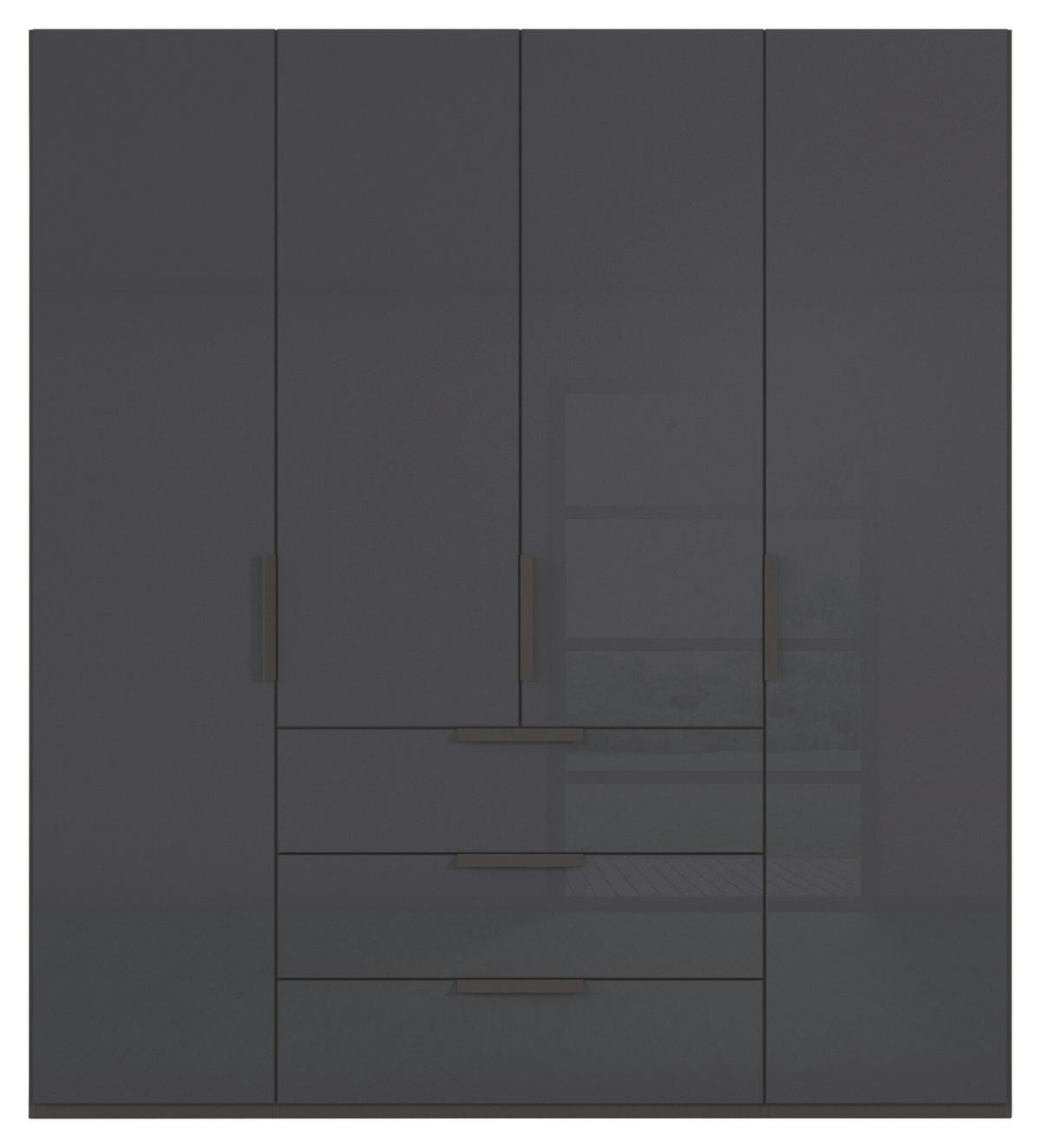 DREHTÜRENSCHRANK 201/223/61 cm,  in Graphitfarben, 4-türig  - Graphitfarben, Basics, Glas/Holzwerkstoff (201/223/61cm) - Novel