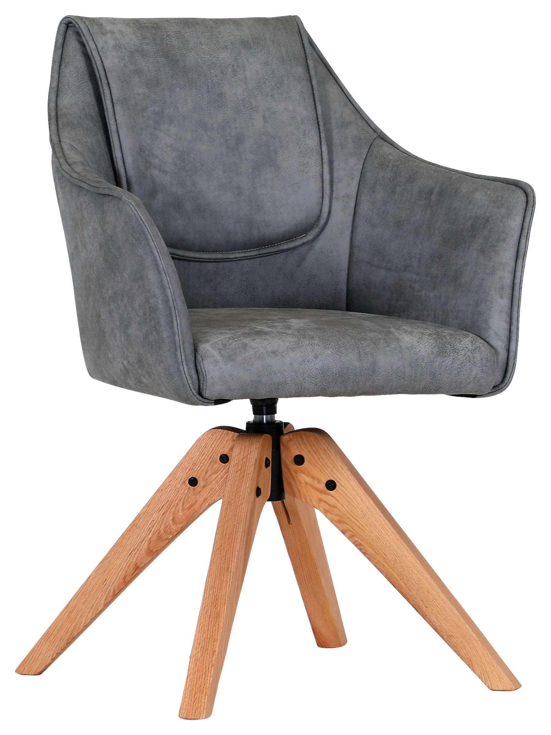 ARMLEHNSTUHL  in Lederlook  - Eichefarben/Grau, Design, Holz/Textil (62/84/56cm) - Landscape