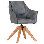 ARMLEHNSTUHL  in Lederlook  - Eichefarben/Grau, Design, Holz/Textil (62/84/56cm) - Landscape