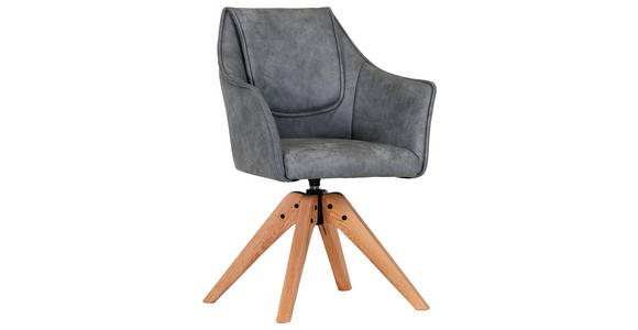 ARMLEHNSTUHL in Lederlook - Eichefarben/Grau, Design, Holz/Textil (62/84/56cm) - Landscape