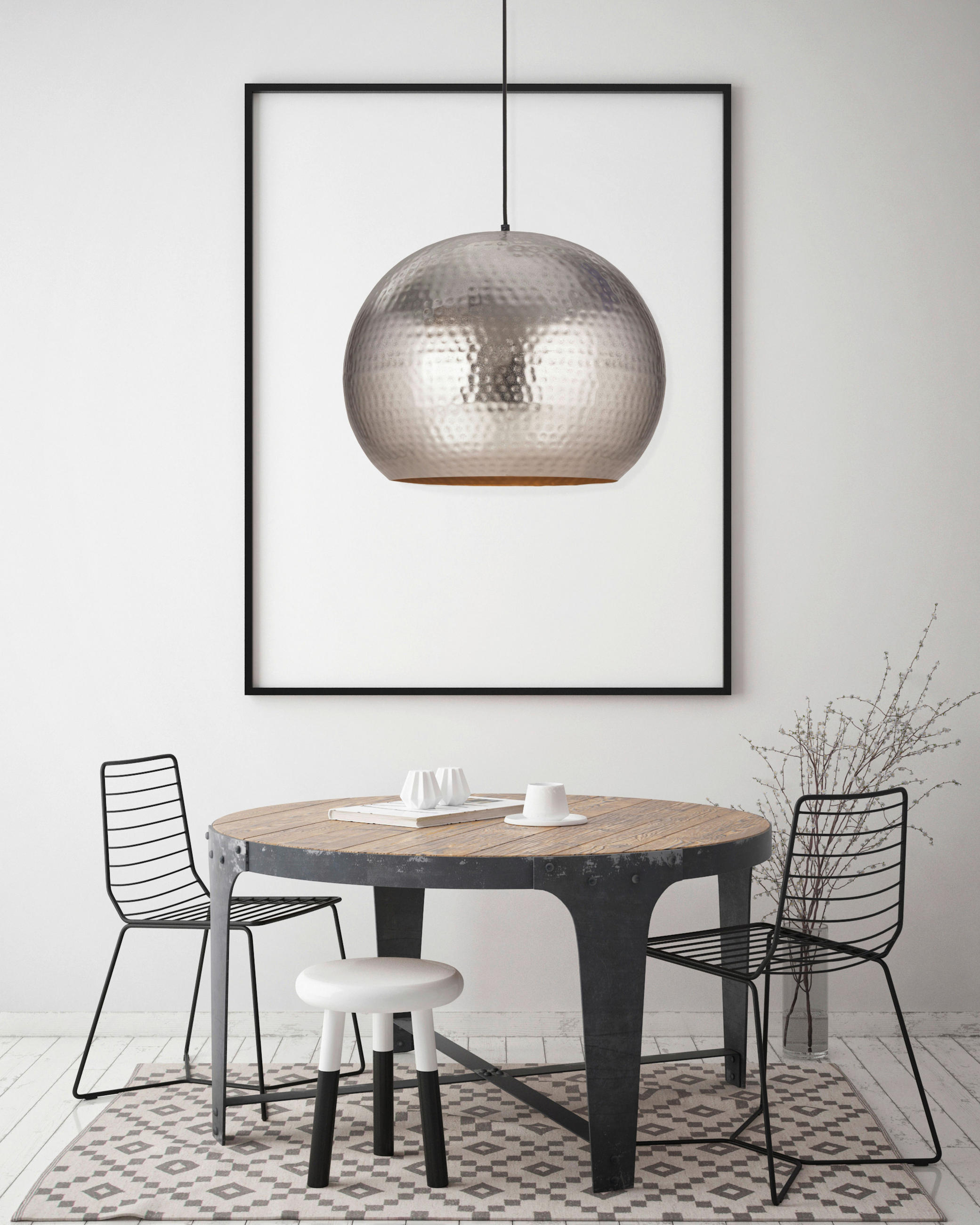 HÄNGELEUCHTE 47/35 cm   - Nickelfarben, Basics, Metall (47/35cm) - Kayoom