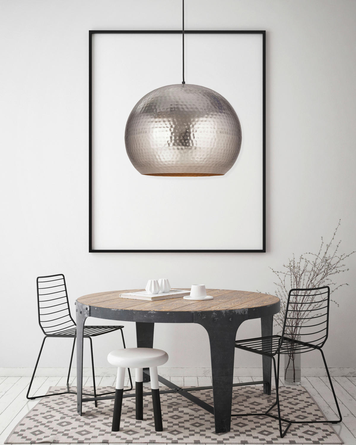 HÄNGELEUCHTE 47/35 cm    - Nickelfarben, Basics, Metall (47/35cm) - Kayoom