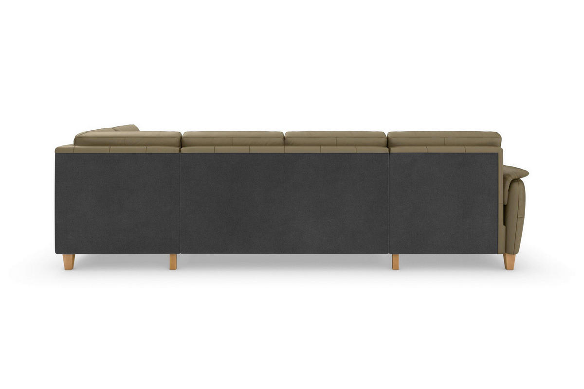 WOHNLANDSCHAFT PALMERA E in Echtleder Olivgrün  - Eichefarben/Olivgrün, Basics, Leder/Holz (163/308/212cm) - Sit & More