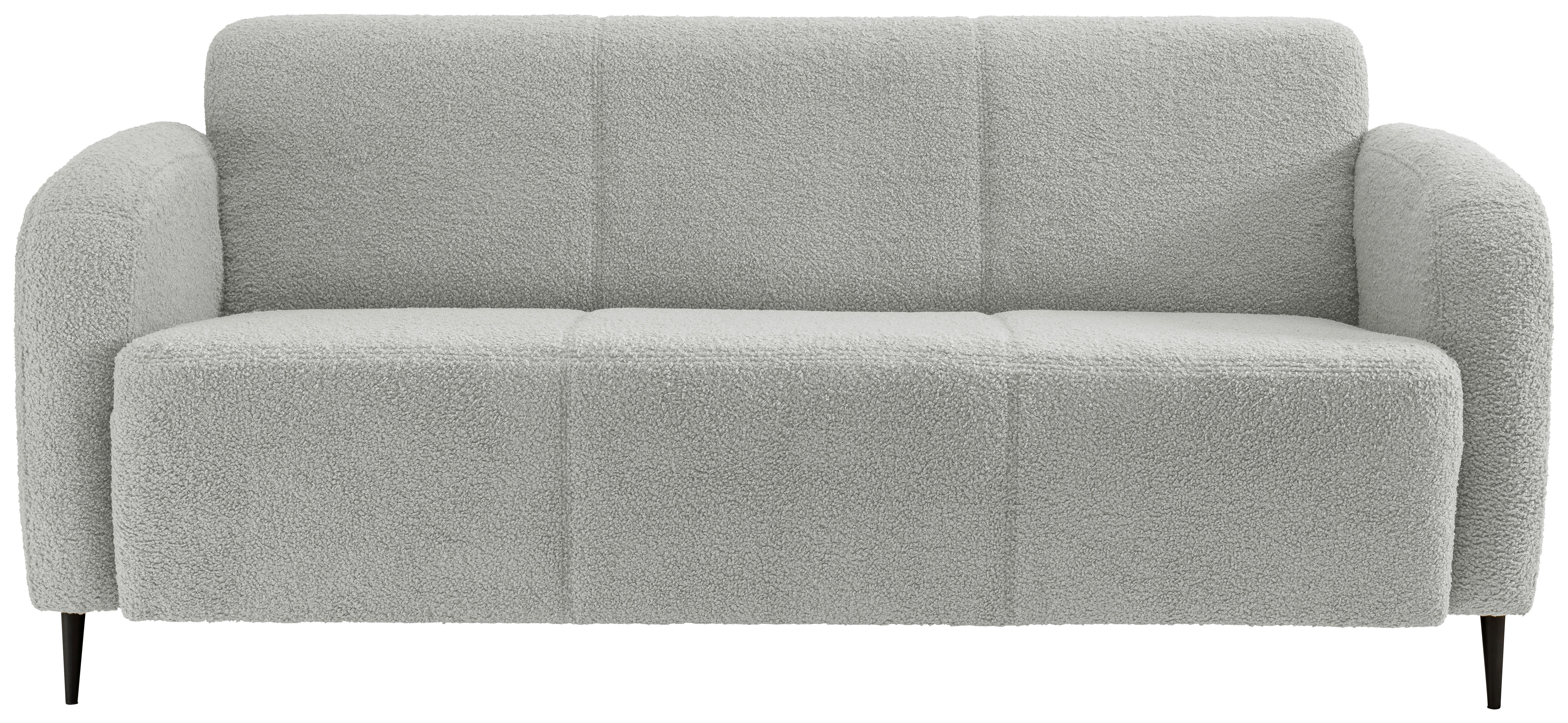 3-SITZER-SOFA Teddystoff Hellgrau  - Hellgrau/Schwarz, MODERN, Textil/Metall (180/76/90cm) - Livetastic
