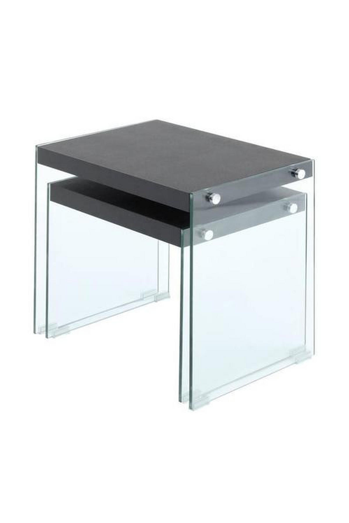 SIDOBORD SET i glas, trämaterial  - klar/svart, Basics, trämaterial/glas - Kayoom