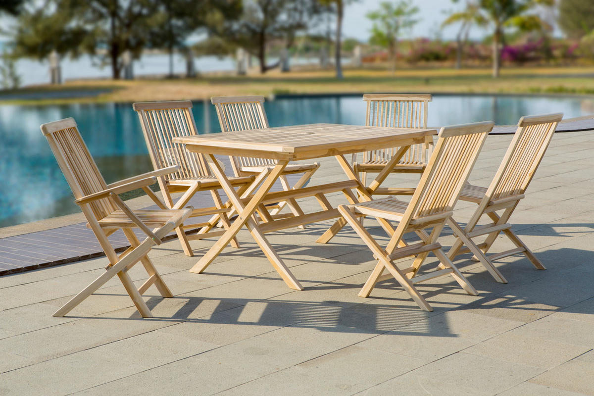 GARTENKLAPPSTUHL-SET Teakholz Naturfarben  - Naturfarben, Design, Holz (47/89/57cm) - Livetastic