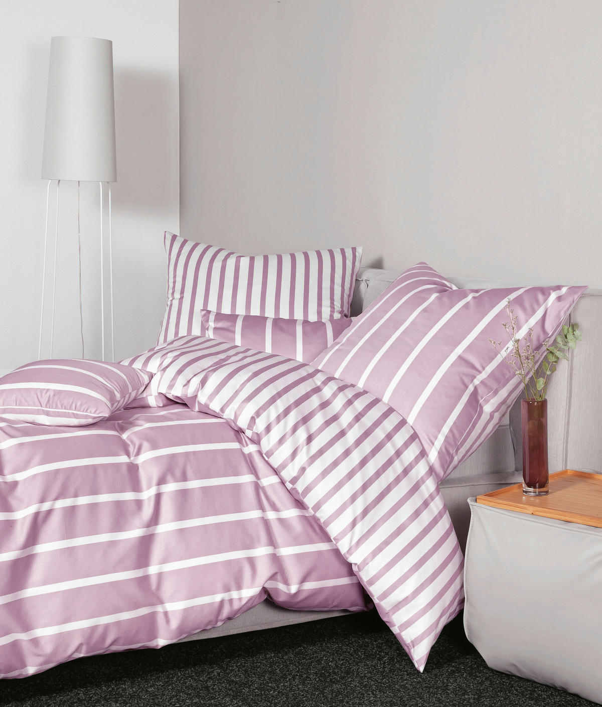 BETTWÄSCHE 135/200 cm GENTANO Makosatin  - Hellrosa/Weiß, Design, Textil (135/200cm) - Janine