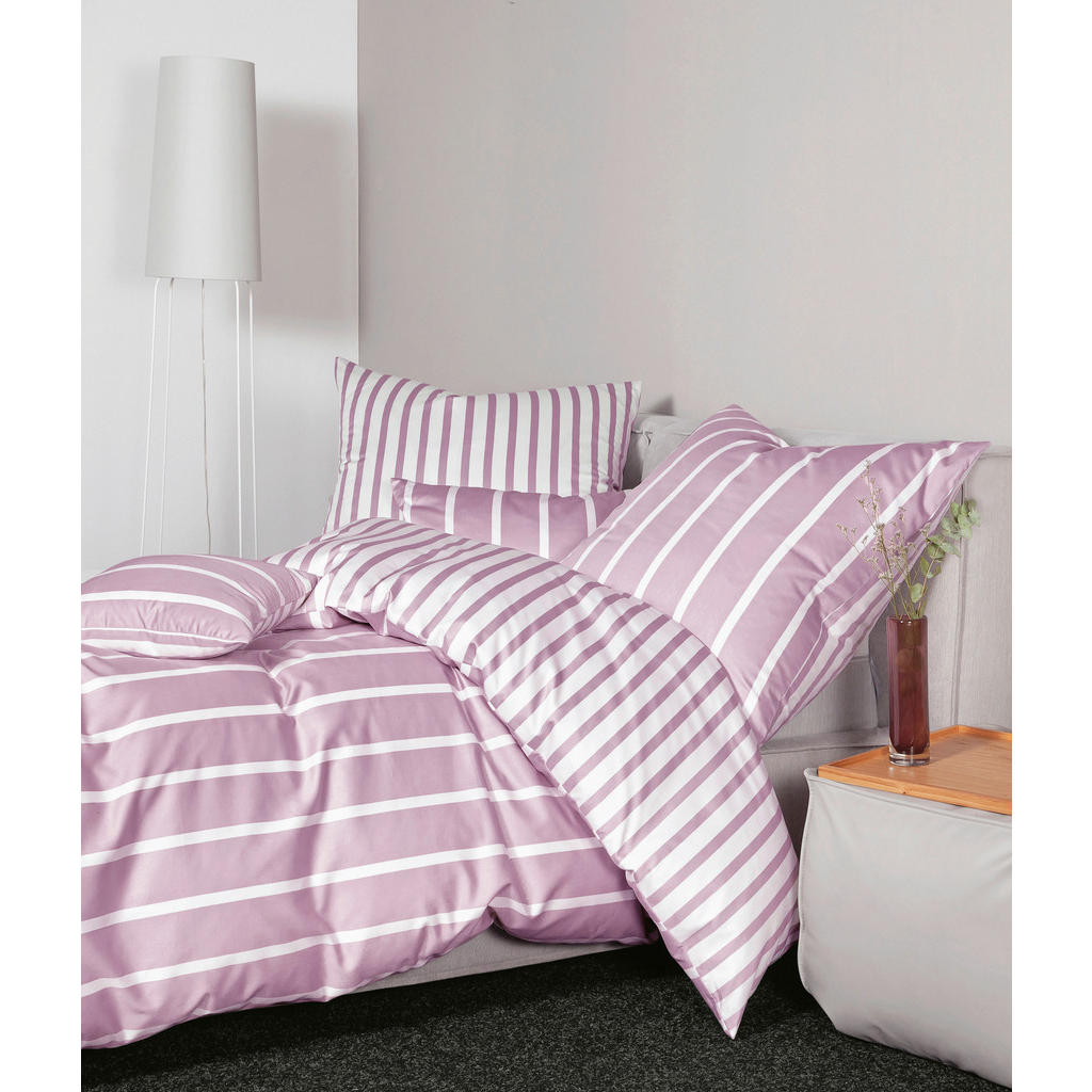 Thumbnail - Janine Bettwäsche Gentano, Rosa, Weiß, Textil, Streifen, 155x220 cm, Textiles Vertrauen - Oeko-Tex®, bügelfrei, pflegele...