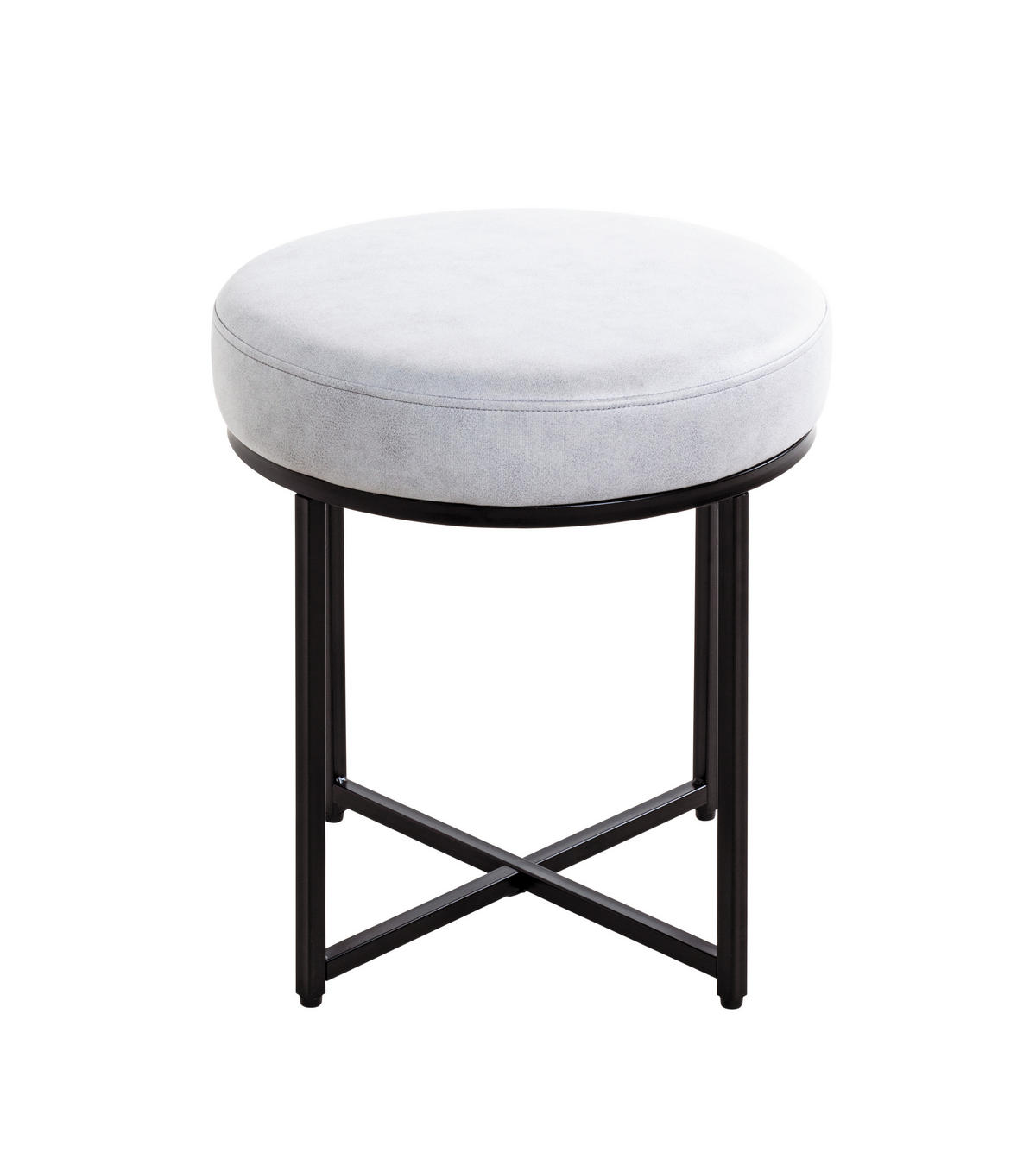 HOCKER in Metall, Textil, Holzwerkstoff Schwarz, Hellgrau  - Hellgrau/Schwarz, MODERN, Holzwerkstoff/Textil (42/45/42cm)