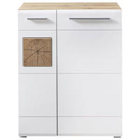 SCHUHSCHRANK Weiß, Eichefarben  - Eichefarben/Silberfarben, KONVENTIONELL, Holzwerkstoff/Kunststoff (80/101/37cm) - Voleo