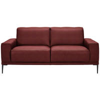 2-SITZER-SOFA in Echtleder Bordeaux  - Bordeaux/Schwarz, Design, Leder/Metall (180/82/92cm) - Johann Jakob