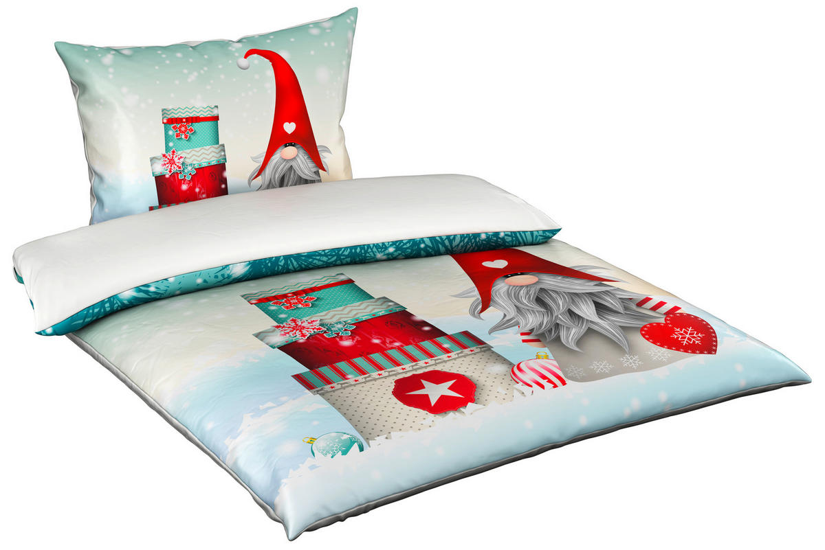 POSTELJINA SA DVA LICA Christmas Collection 140/200 cm saten plava, bela  - bela/plava, Osnovno, tekstil (140/200cm) - X-Mas