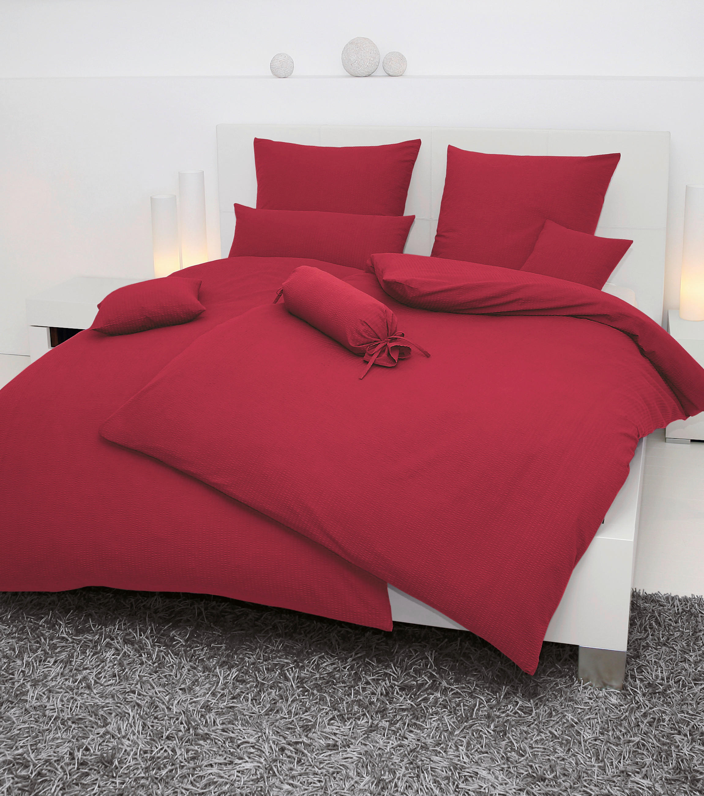 BETTWÄSCHE Seersucker 200/220 cm  - Dunkelrot, Basics, Textil (200/220cm) - Janine