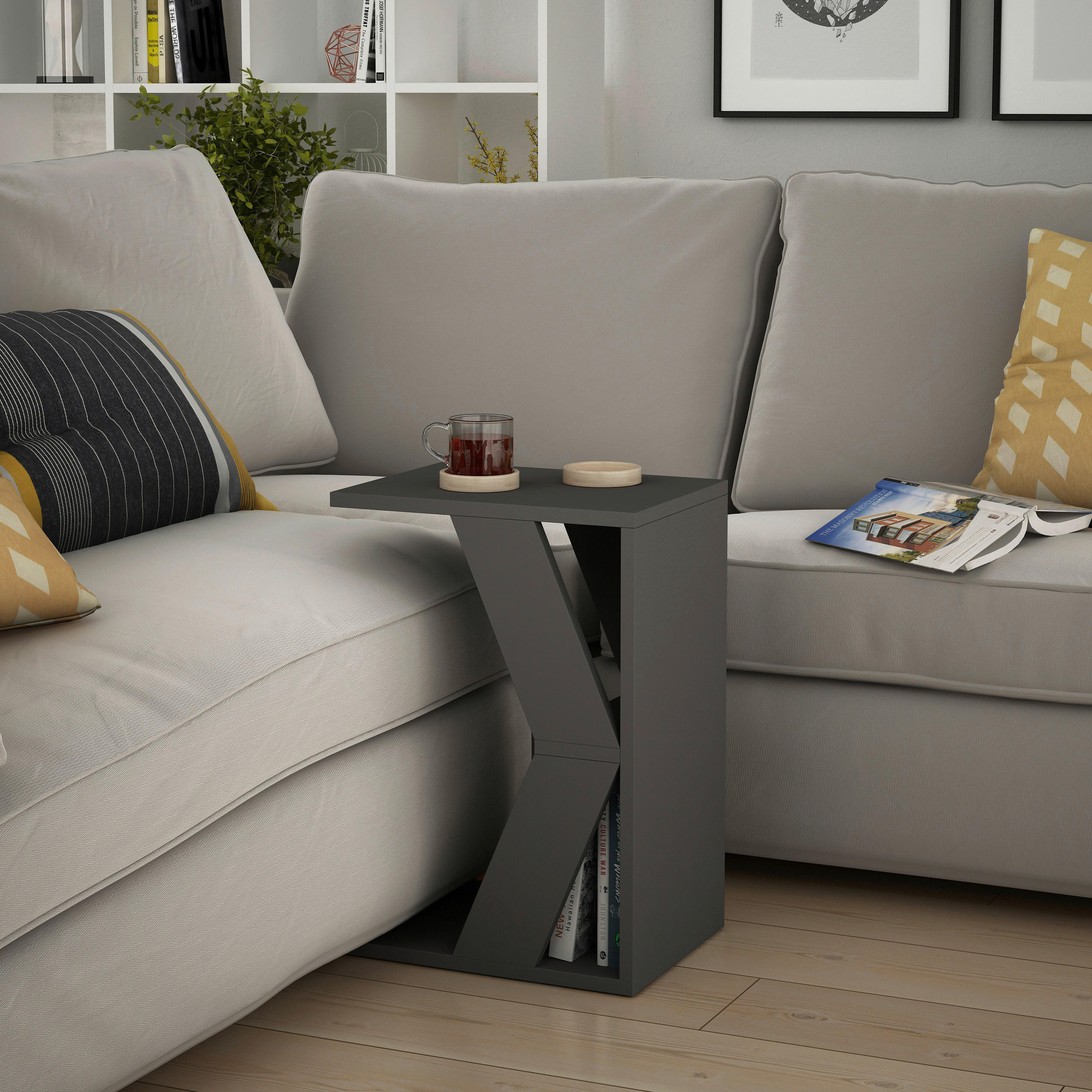 BEISTELLTISCH in Holzwerkstoff  - Anthrazit, Design, Holzwerkstoff (30/57/40cm) - Livetastic