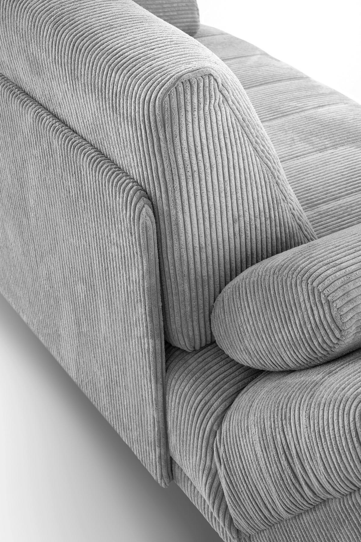SCHLAFSOFA in Cord, Mikrofaser Creme  - Creme/Schwarz, Design, Textil/Metall (210/95/97cm) - MID.YOU