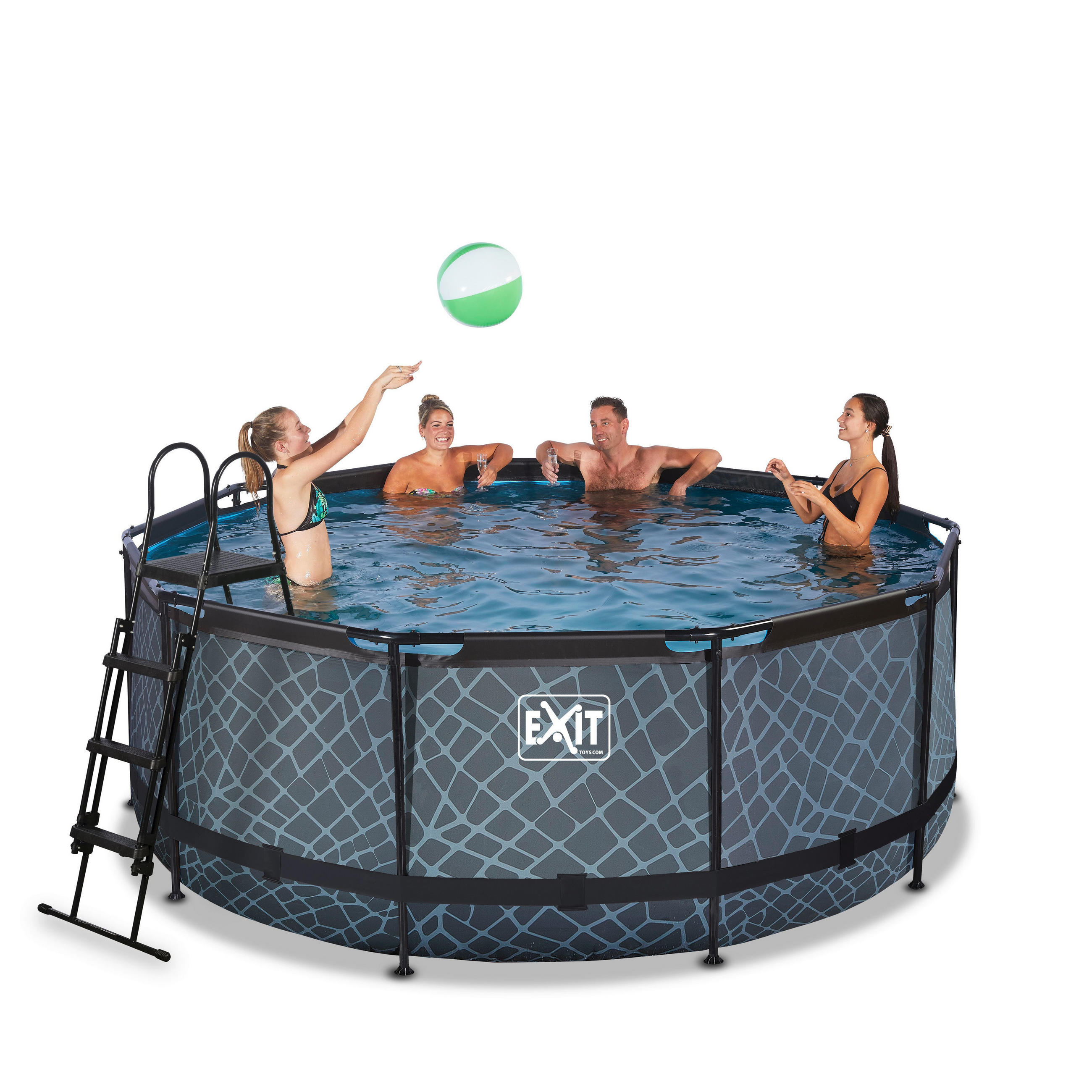 EXIT POOL STONE 360X122 360/122 cm  - Grau, KONVENTIONELL, Metall (360/122cm) - EXIT Toys