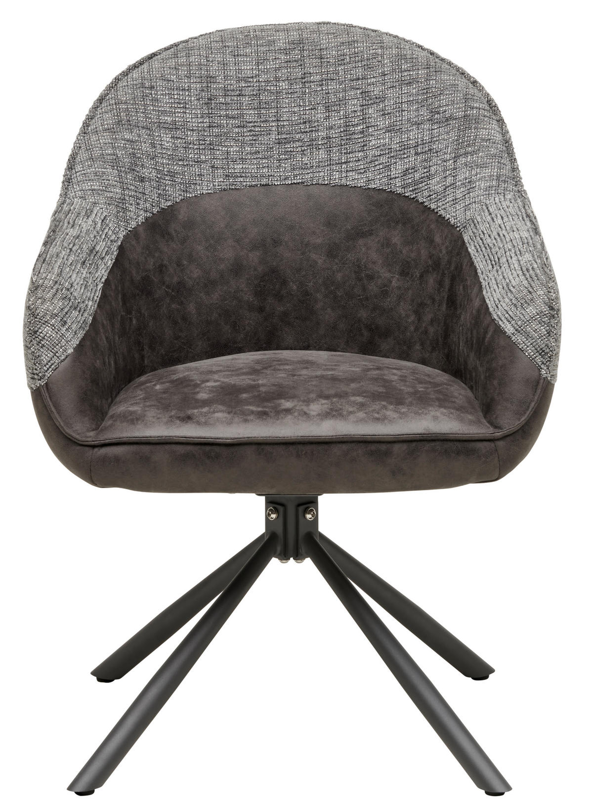ARMLEHNSTUHL  in Eisen Lederlook, Webstoff  - Schwarz/Grau, MODERN, Holz/Textil (62/60/85cm) - MID.YOU