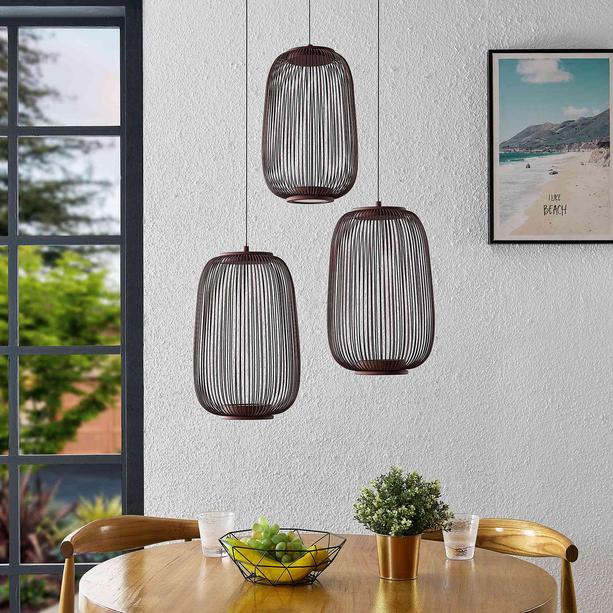 LED-HÄNGELEUCHTE Cage 40/50-150 cm  - Kupferfarben, Design, Kunststoff/Metall (40/50-150cm) - Dieter Knoll