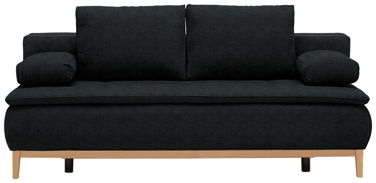 BOXSPRINGSOFA  in Webstoff Anthrazit Skandinavisch  - Eichefarben/Anthrazit, Design, Holz/Textil (202/78-93/100cm) - Venda