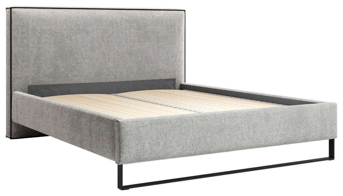 POLSTERBETT 180/200 cm,  in Beige, gepolstertes Kopfteil, Lattenrost, Bettkasten,  - Beige/Schwarz, MODERN, Holz/Holzwerkstoff (180/200cm) - MID.YOU
