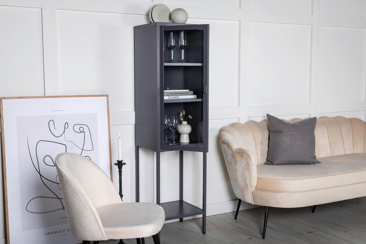 VITRINE in Grau  - Grau, Design, Glas/Metall (40,5/150/35cm) - Livetastic