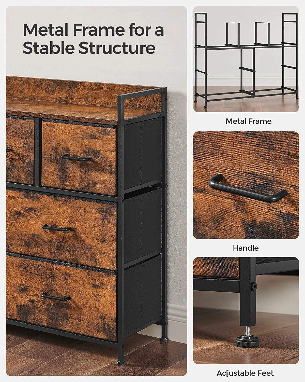 KOMMODE  in 98/85/28.5 cm  - Schwarz/Braun, Trend, Holzwerkstoff/Metall (98/85/28.5cm) - Boxxx