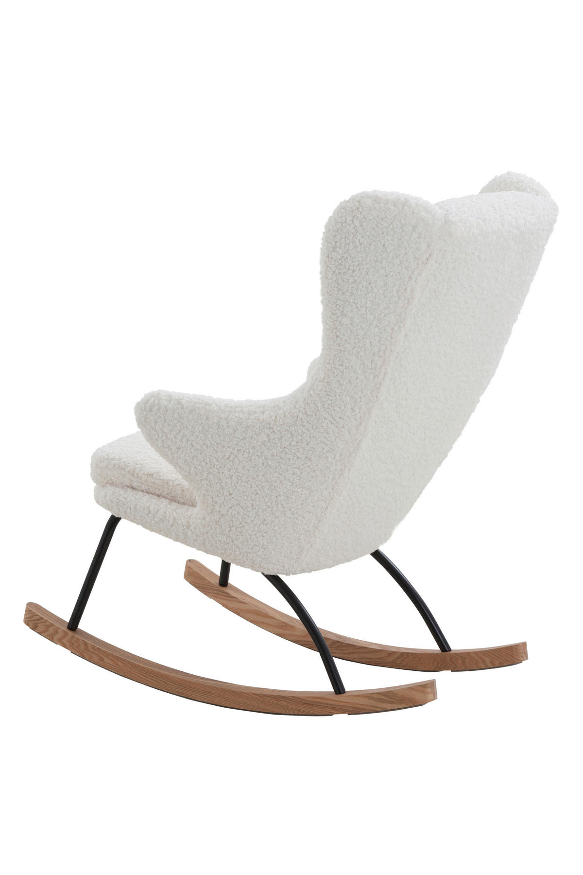 SCHAUKELSTUHL in Teddystoff Weiß  - Eichefarben/Schwarz, MODERN, Holz/Textil (66/106/104cm) - Livetastic