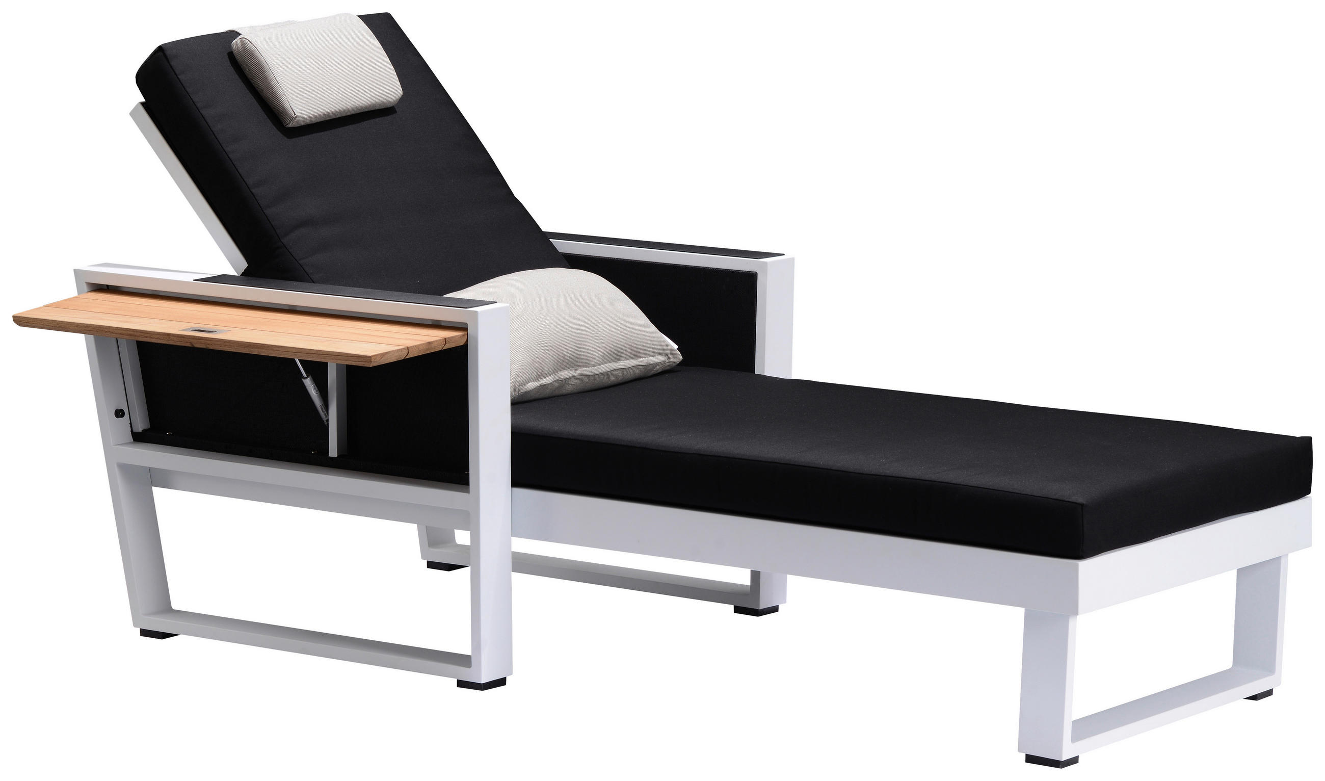 LEŽALJKA  crna, bijela  drvo, metal, tekstil      - bijela/siva, Design, drvo/metal (200/80/97cm) - Ambia Garden