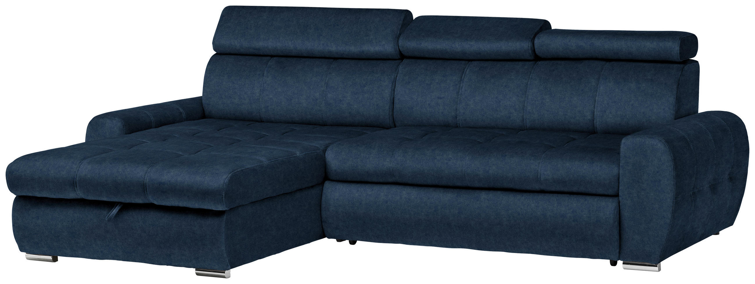 ÜLŐGARNITÚRA textil sötétkék  - sötétkék/krómszínű, Basics, műanyag/textil (276/86-99/173cm) - Stylife