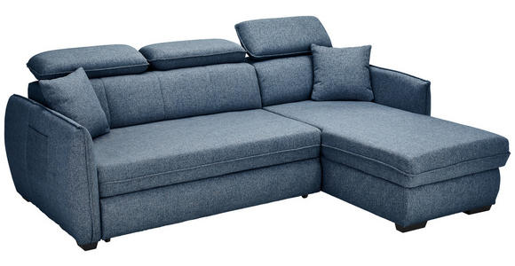 ECKSOFA in Flachgewebe Blau  - Blau/Schwarz, MODERN, Kunststoff/Textil (182/237cm) - Carryhome