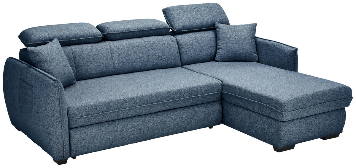ECKSOFA in Flachgewebe Blau  - Blau/Schwarz, Modern, Kunststoff/Textil (182/237cm) - Carryhome