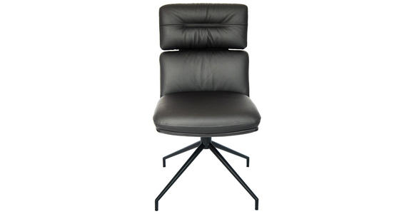 STUHL  in Eisen Echtleder pigmentiert Metall, Leder  - Schwarz, Design, Leder/Metall (50/92/64,5cm) - Dieter Knoll