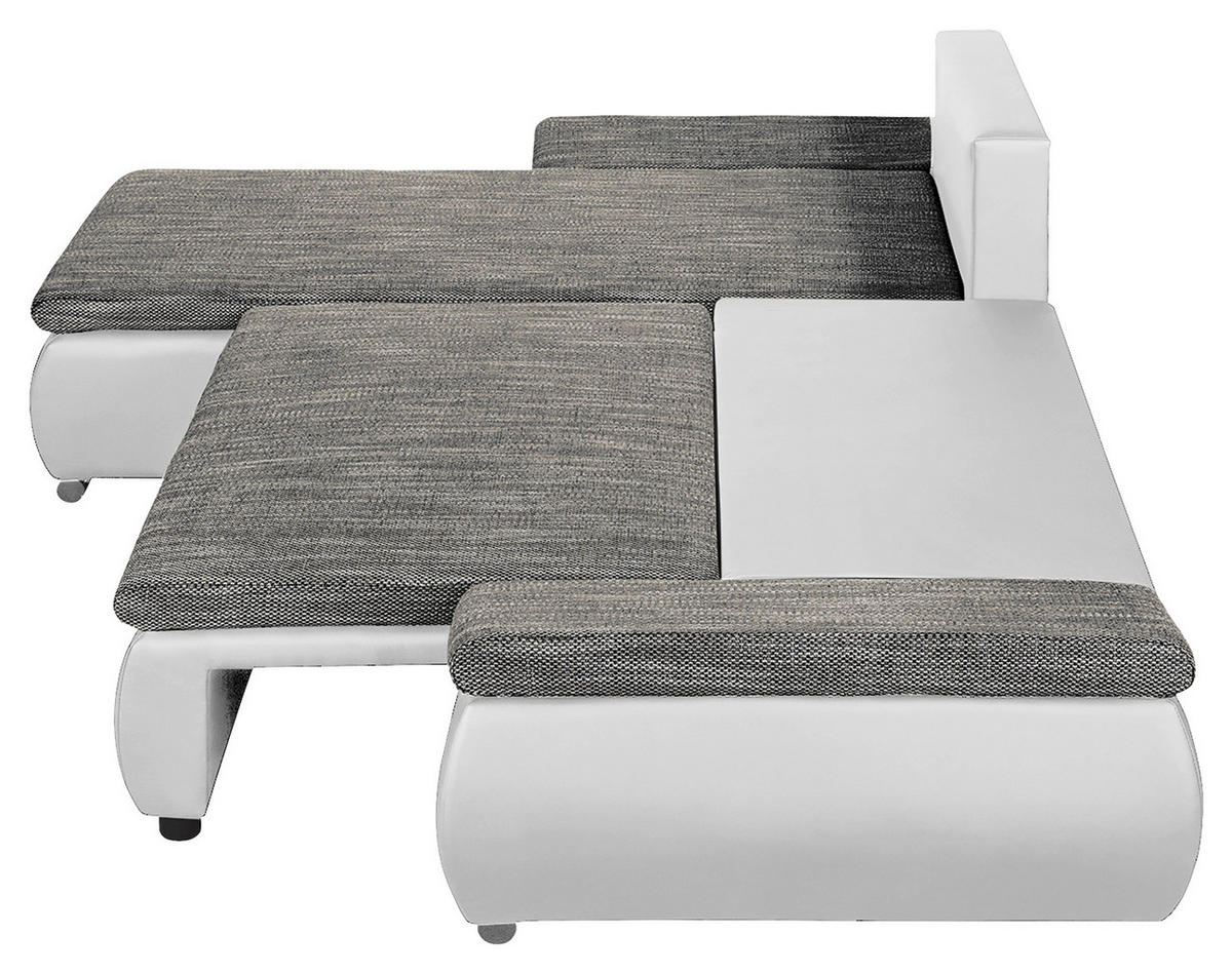 ECKSOFA Grau, Weiß Textilgeflecht  - Chromfarben/Schwarz, Design, Textil (266/175cm) - Livetastic