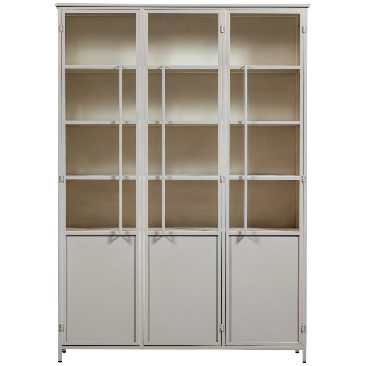 VITRINE in Sandfarben  - Sandfarben, Design, Glas/Metall (140/200/40cm) - Livetastic