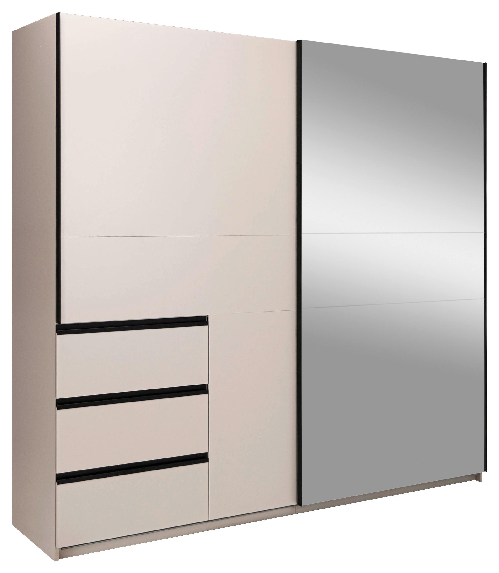 SCHIEBETÜRENSCHRANK 215/205/61,5 cm 2-türig Kaschmir  - Kaschmir/Schwarz, MODERN, Holzwerkstoff/Metall (215/205/61,5cm) - MID.YOU
