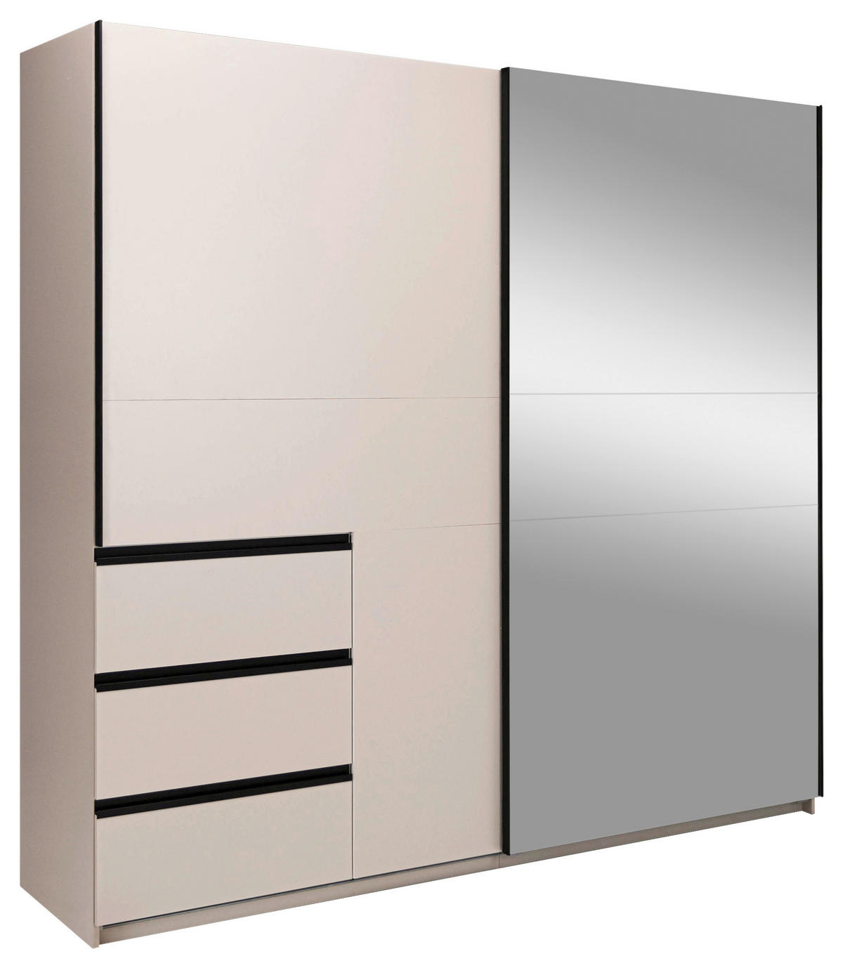 SCHIEBETÜRENSCHRANK 215/205/61,5 cm 2-türig Kaschmir  - Kaschmir/Schwarz, MODERN, Holzwerkstoff/Metall (215/205/61,5cm) - MID.YOU
