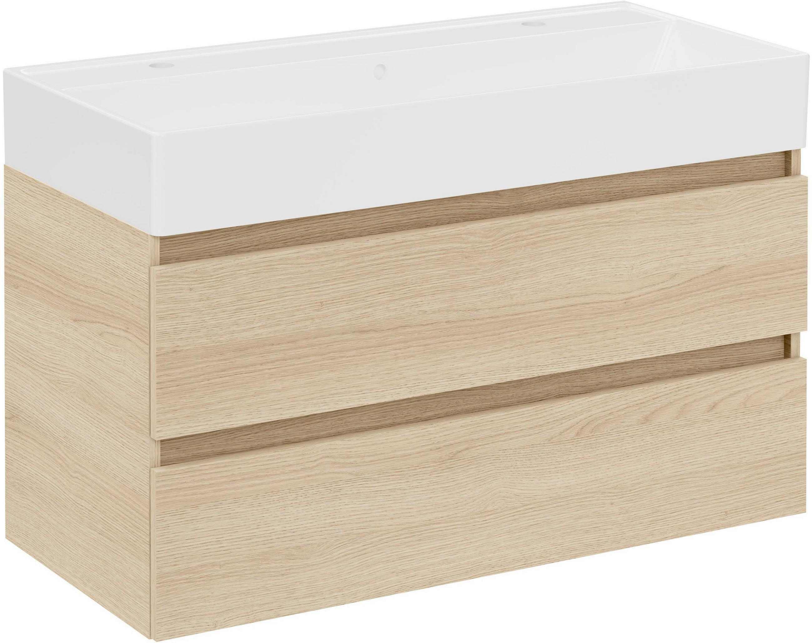 WASCHTISCHKOMBI 100,5 cm  - Eichefarben/Weiß, MODERN, Keramik/Holzwerkstoff (100,5cm) - Voleo