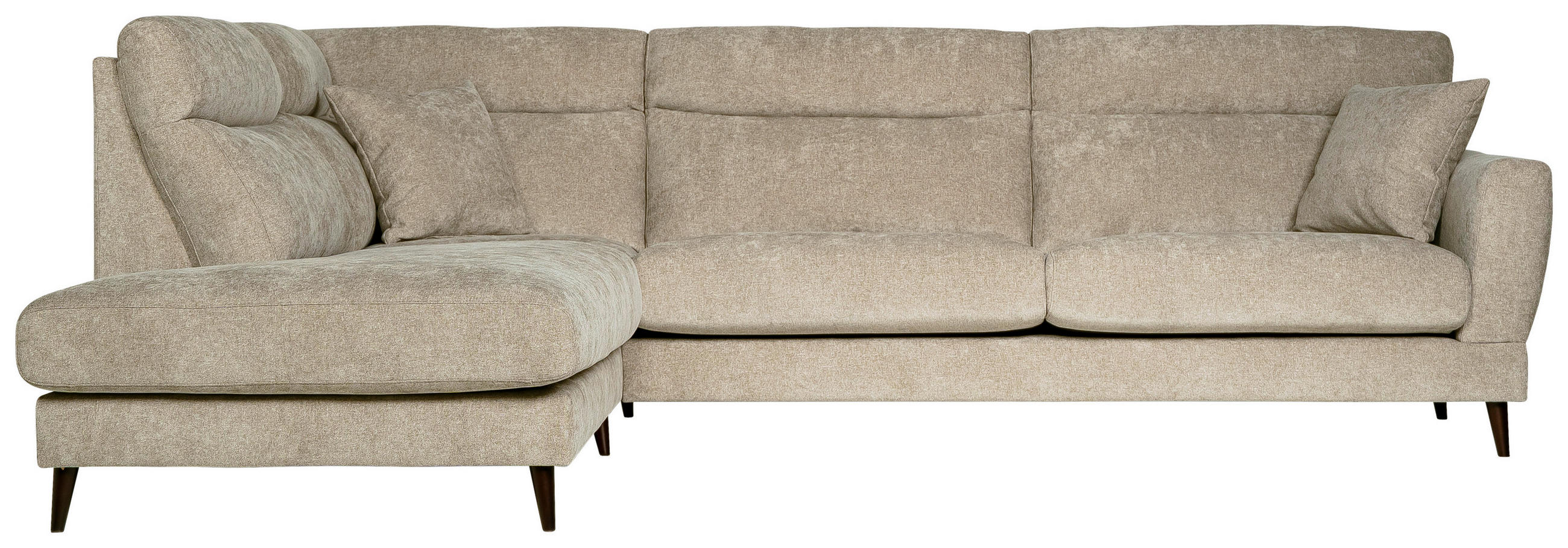 SOFFA i flatväv beige  - beige/mörkbrun, Klassisk, metall/trä (302/98/235/101cm) - Novel