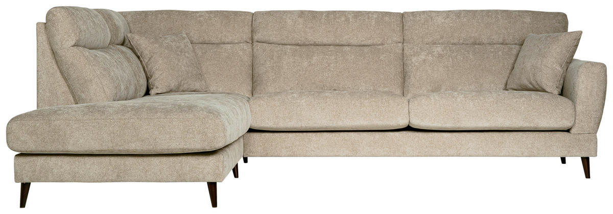 SOFFA i flatväv beige  - beige/mörkbrun, Klassisk, metall/trä (302/98/235/101cm) - Novel
