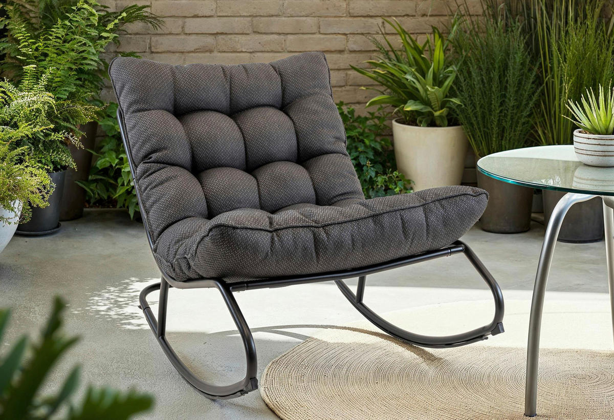 GARTENSCHAUKELSTUHL Stahl Blaugrau  - Blaugrau, MODERN, Textil/Metall (75/81/118cm) - Ambia Garden