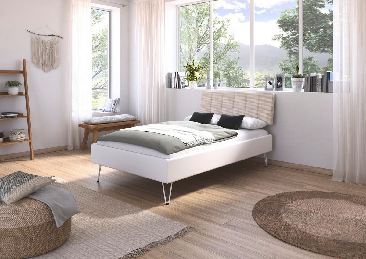 BETT 120/200 cm  in Weiß  - Weiß, Design, Textil/Metall (120/200cm) - Carryhome