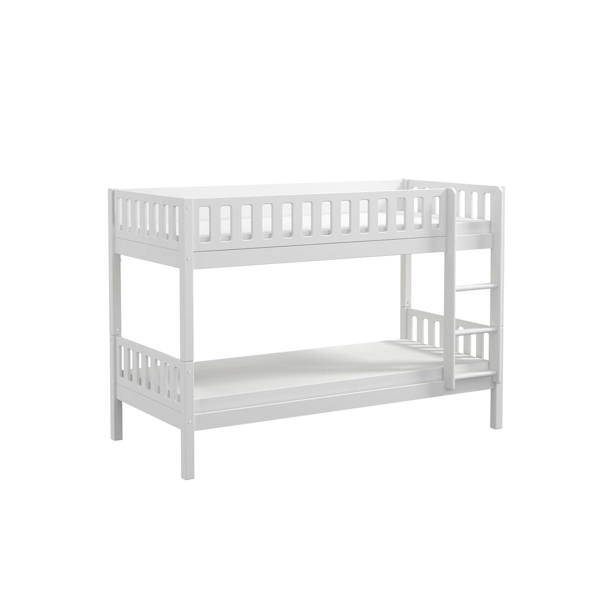 ETAGENBETT 90/200 cm,  in Absturzsicherung, Leiter, Lattenrost, Rollroste  - Weiß, MODERN, Holz (90/200cm) - Chameo